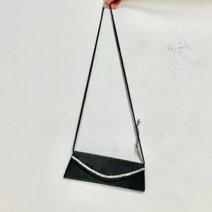 Black rhinestone side shoulder bag pocketbook mini purse